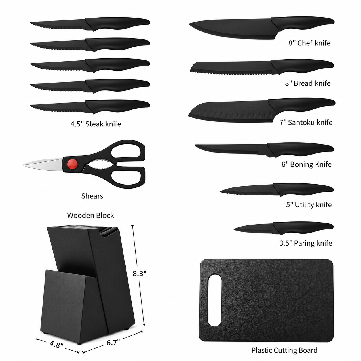 Lumenvel 16-Piece German Steel Knife Set with Block, Sharpener & Cutting Board