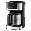 Black and silver Vevor coffee maker on a white background